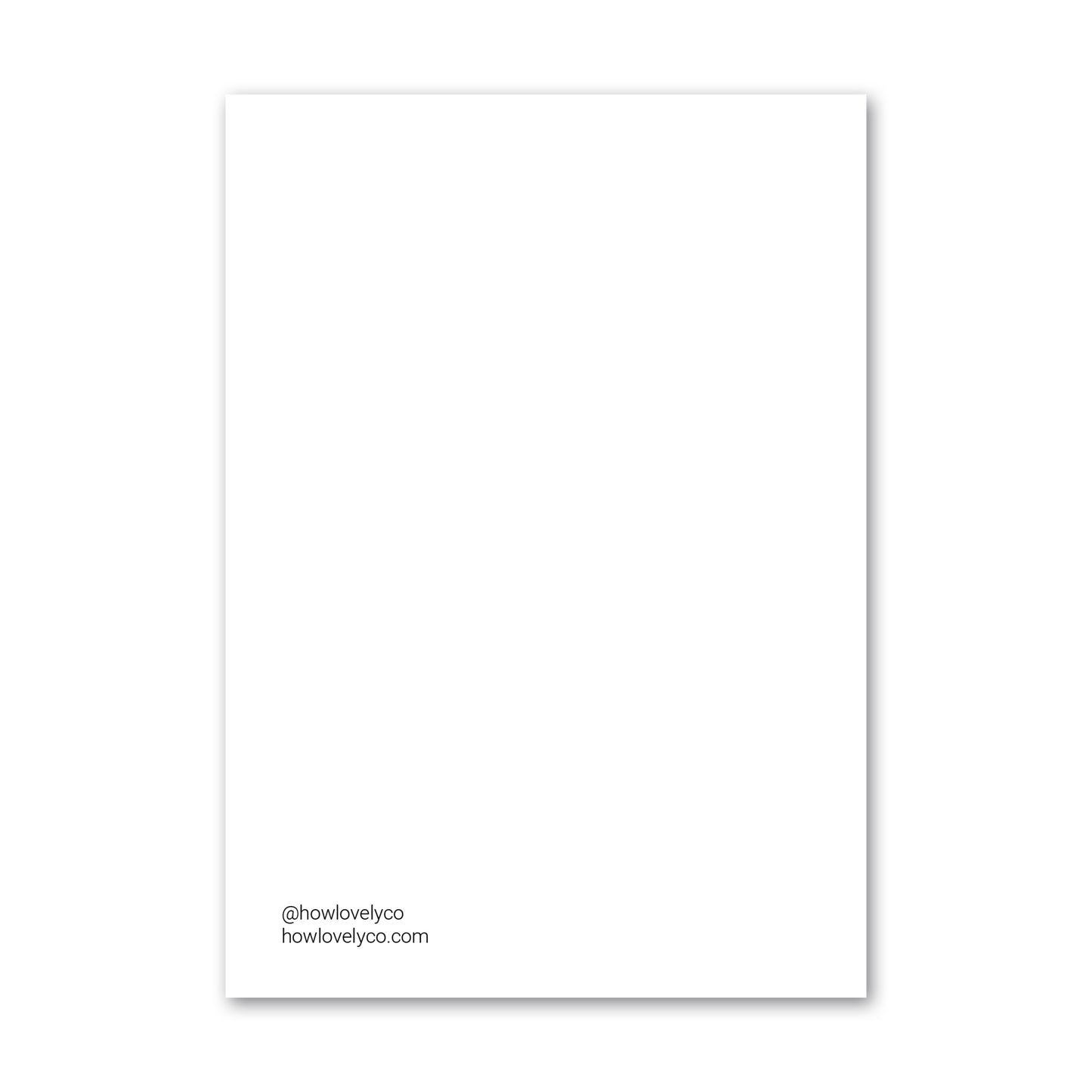 Minimalist greeting card by How Lovely back cover of the card