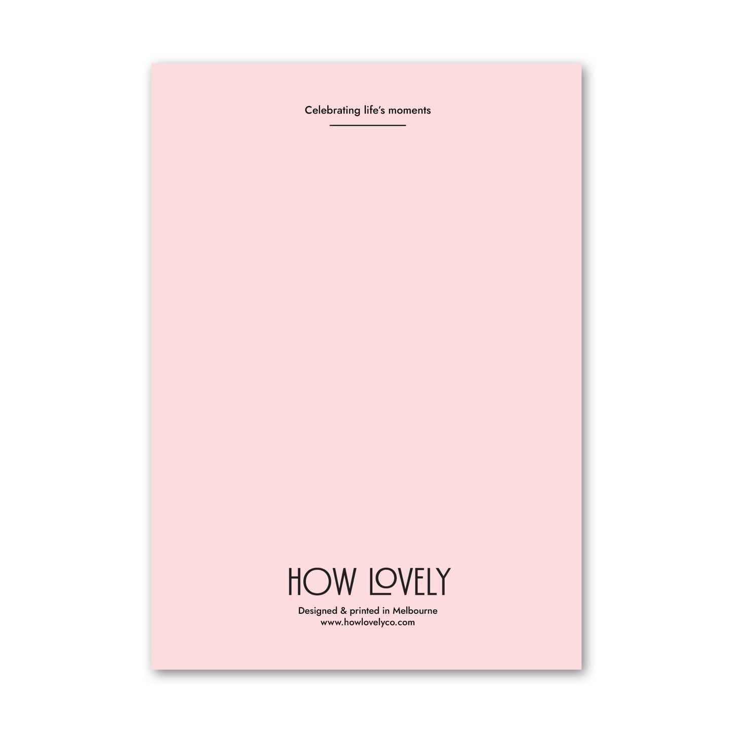Back page of 'baby on board' pink greeting card by How Lovely perfect for new parents and welcoming babies into the world