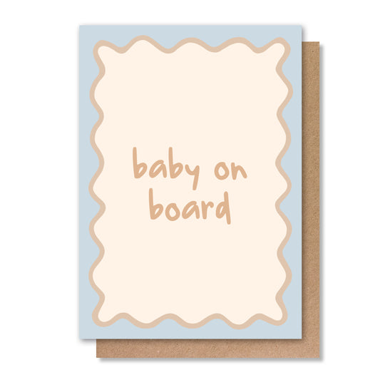 BABY ON BOARD - BLUE GREETING CARD SQUIGGLES