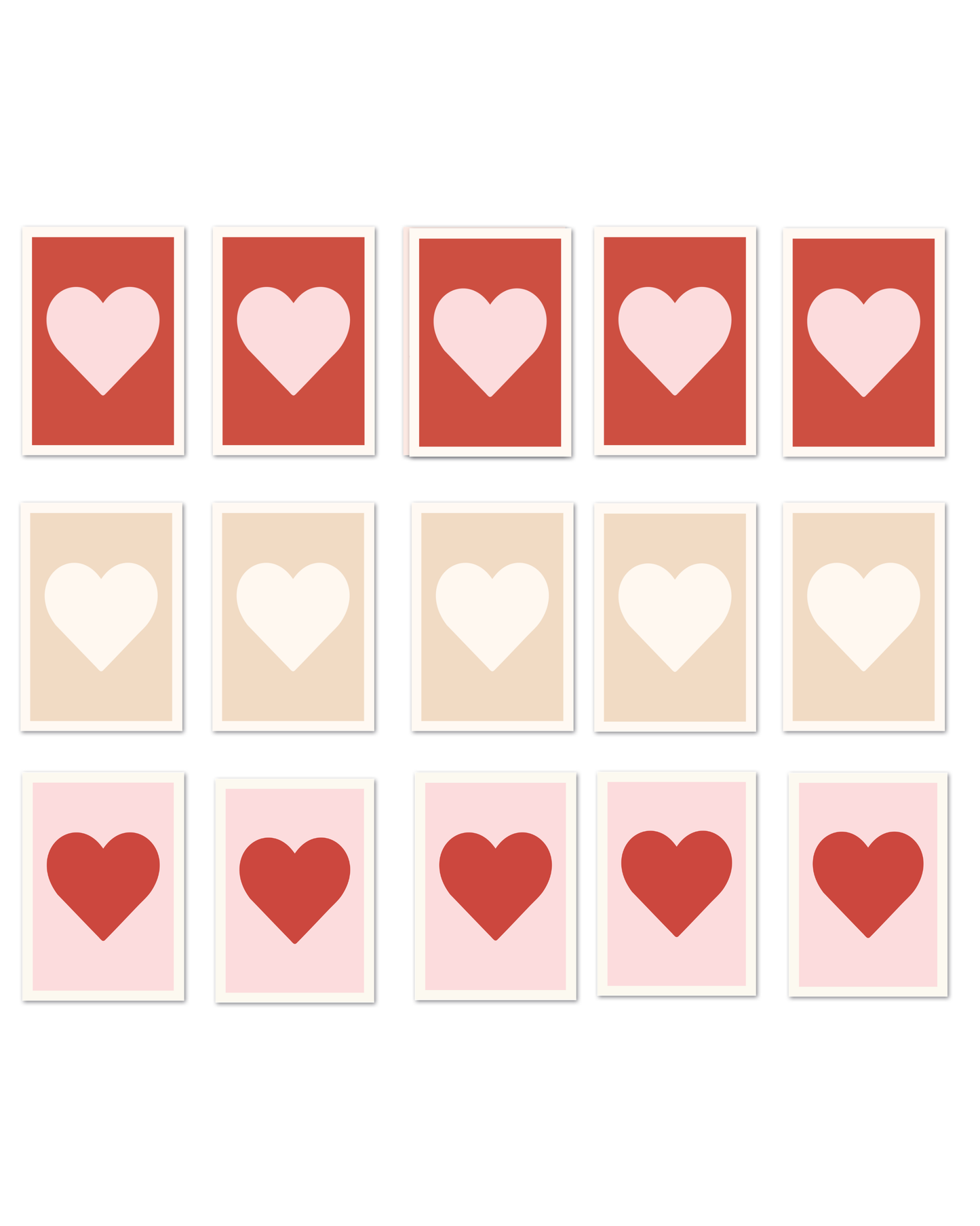 LOVE HEART GREETING CARD PACK (15 cards)