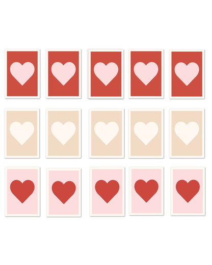 LOVE HEART GREETING CARD PACK (15 cards)