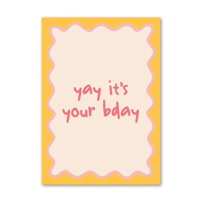 Fun 'yay it's your bday' greeting card by How Lovely, perfect for birthdays
